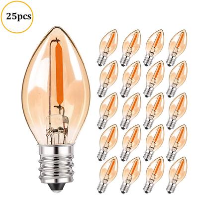 Bombillas LED de noche C7, bombillas decorativas con base E12 y E14, 0,5 vatios, bombillas pequeñas de vela navideñas, 2200 K, vidrio ámbar