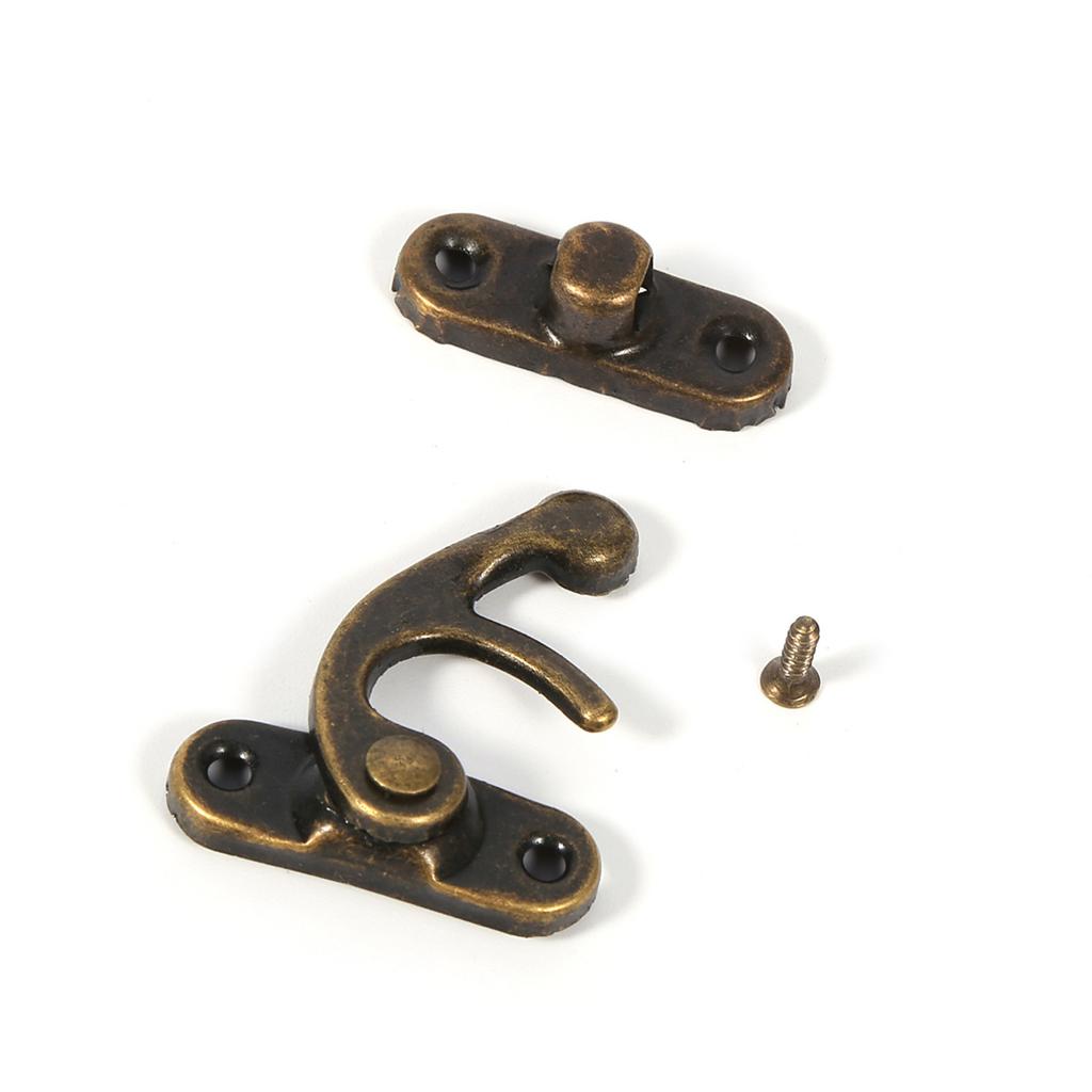 12X Antik Dekorativ Smyckesgåva Vin Trälåda Hasp Lås Krok Med Skruvar