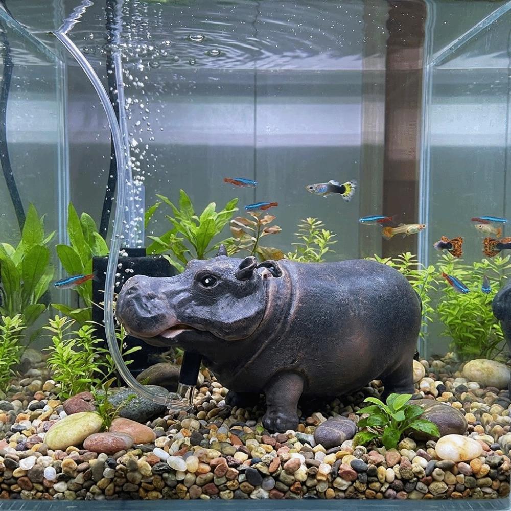 Realistic Hippo Oxygen Pump Efficient Aquarium Hippo Ornament Aquarium Accessories