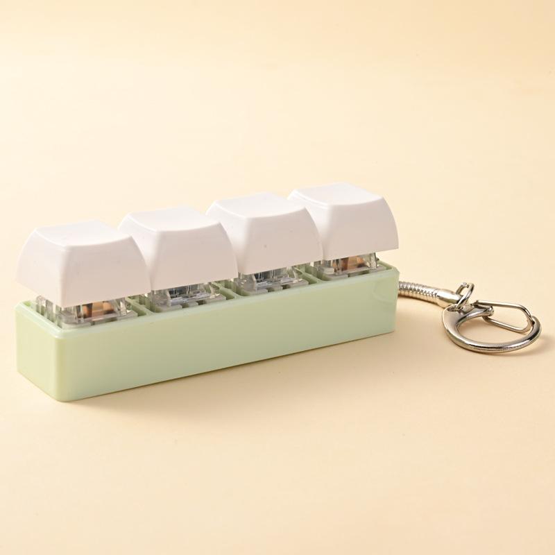 4 Keys Button Keycap Stress Relief Adult Fidget Toy Keychain 4 Keys Keyboard Fidget Gadgets Toys Diy Keyboard Keychain Toys