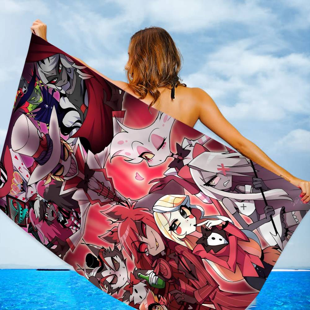 Cartoon Hazbin Hotel Bath Towel Microfiber Soft Water Absorbing Breathable For Girl Kids Decorative Cartoon Beach Towel