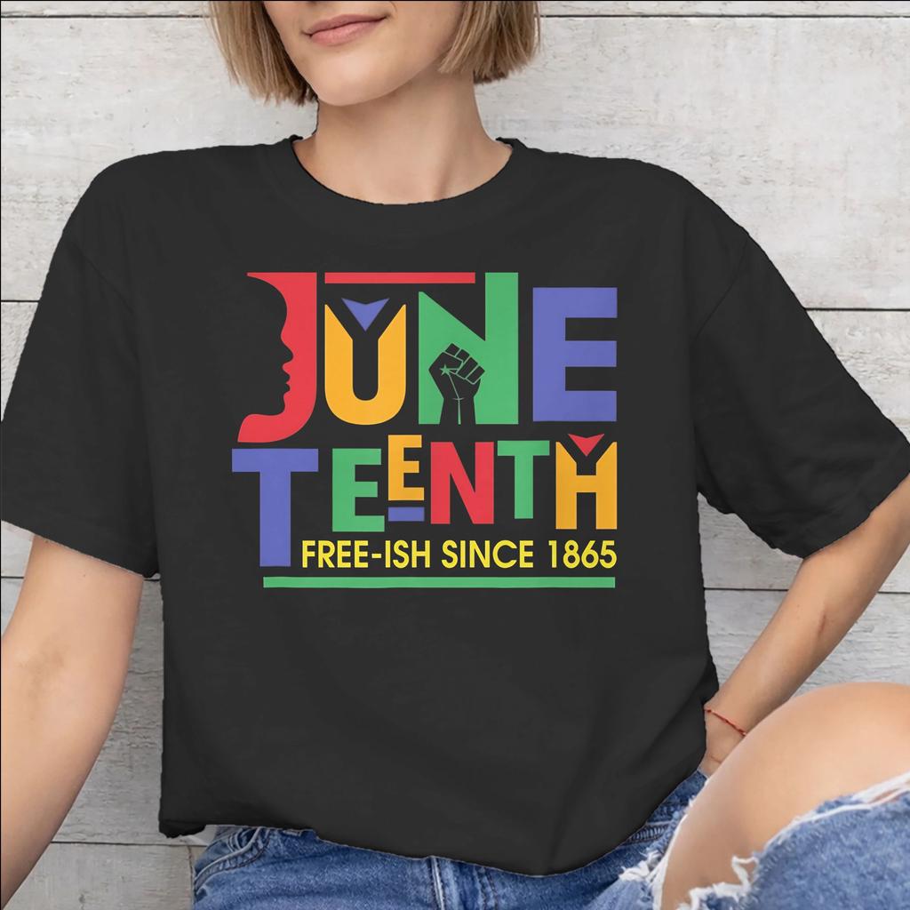 Printed Juneteenth Day 1865 June 19th African American Pride T Shirt for Unisex Unisex Cotton Tee Shirt Short Sleeve Clothing