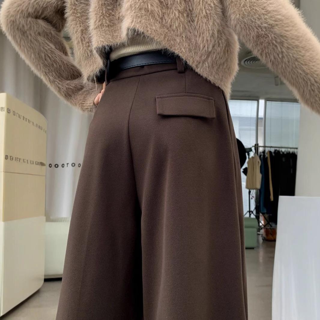 

Утолщенные шерстяные брюки, женские зимние повседневные брюки, дышащие, с высокой талией и тонкими широкими штанинами для мытья полов 2XL