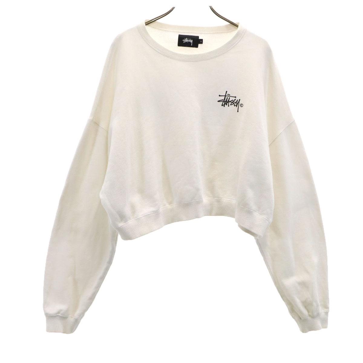 

STUSSY Back logo Long sleeve Short sweatshirt trainer S white Women Used