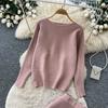 Korean Fashionable Sweater Two Piece Set Woemn's Batwing Sleeve Pullover Jumper Knit Top and High Waist Midi Skirt Sets Casual Knitted 2 Piece Sets
