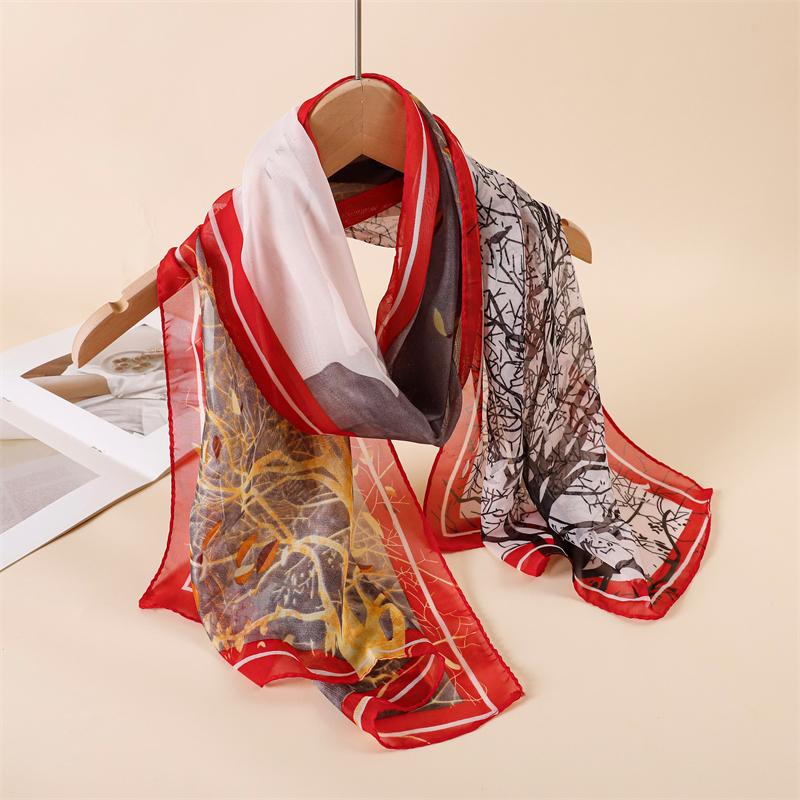 Fashion Floral Chiffon Hijab Cachecol Female Lady Bandanas Beach Towels Summer Muslim Veil Women's Foulard