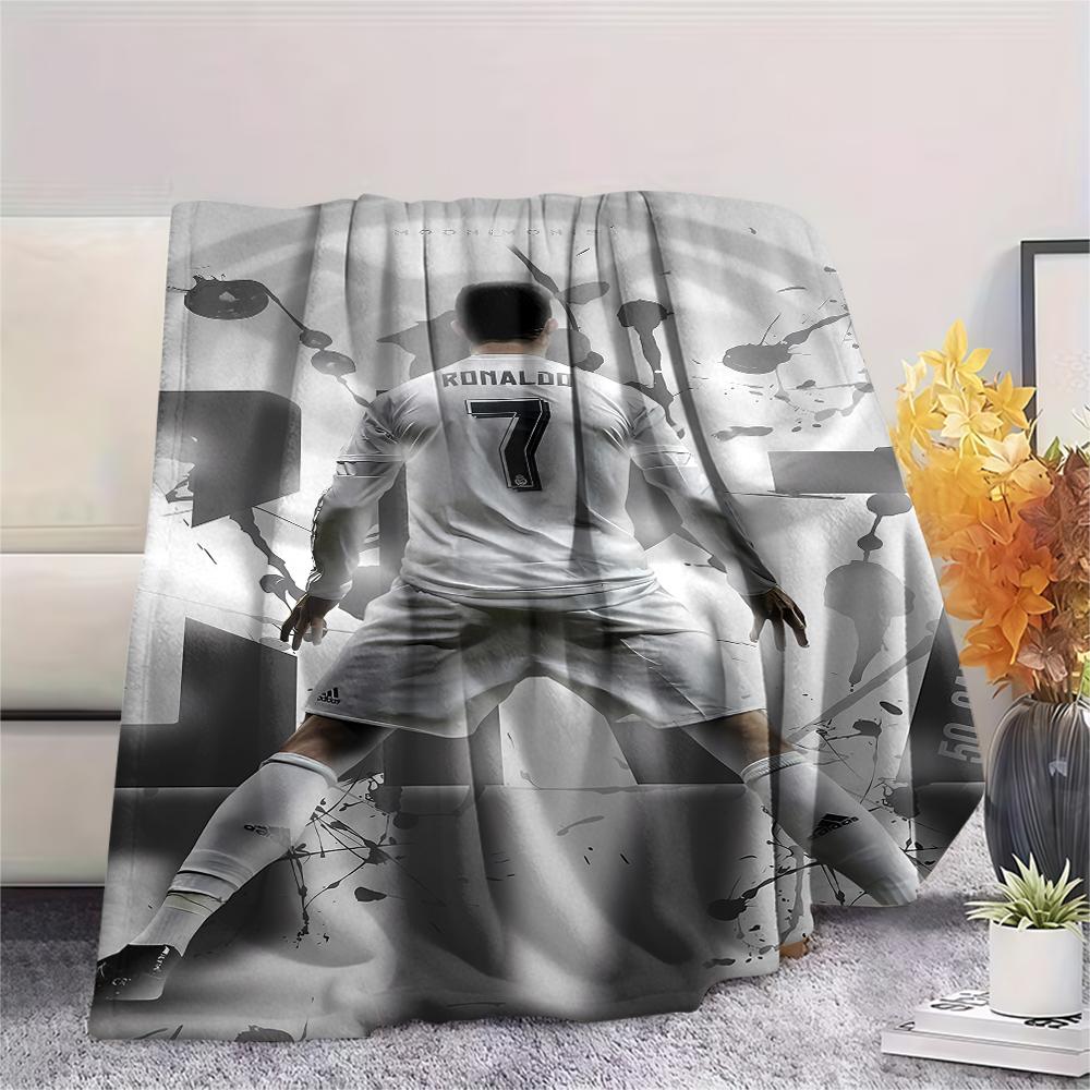 1PC Ronaldo Print Flannel Blanket, High Quality All Seasons, Home Decor, Warmth and Comfort, Perfect for Christmas Gifts