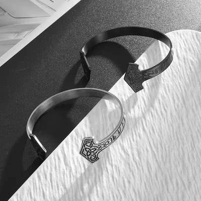 European and American Jewelry Men Personality Open Mouth Stainless Steel Bracelet Viking Retro