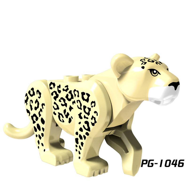 Jungle Animals Series Building Blocks Yellow Tiger White Leopard Wild Cougar Diy Bricks Decor Toys For Children Christmas Gifts