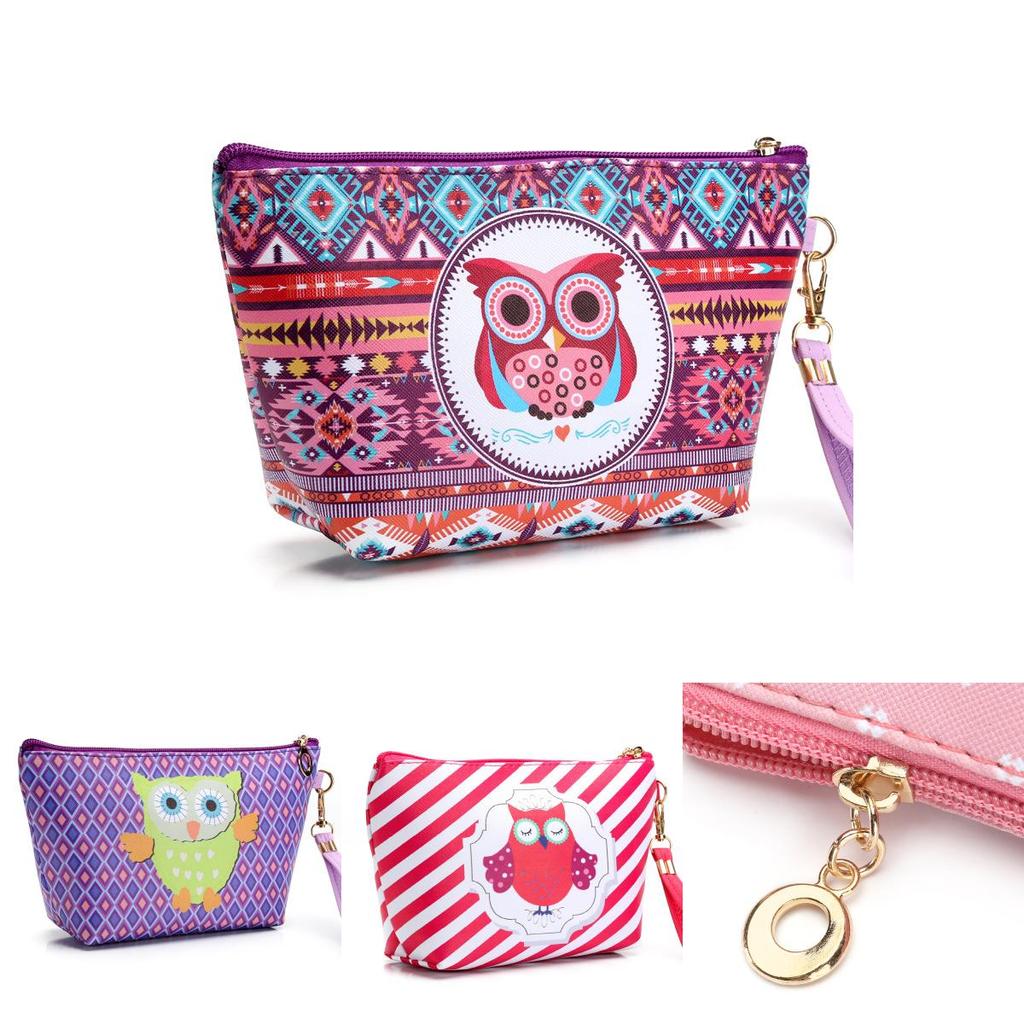 Elegant Leather Makeup Travel Cosmetic Bag Case With Zipper Pouch For Toiletries