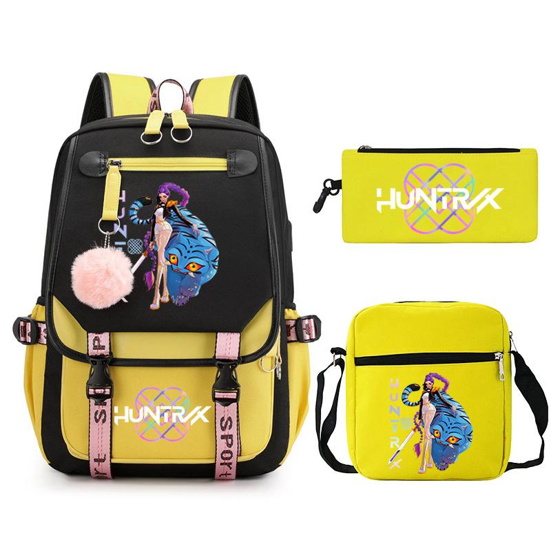 

KPop Demon Hunters Student School Bag Children s Shoulder Backpack Pencil Case Three-piece Set No Specifications
