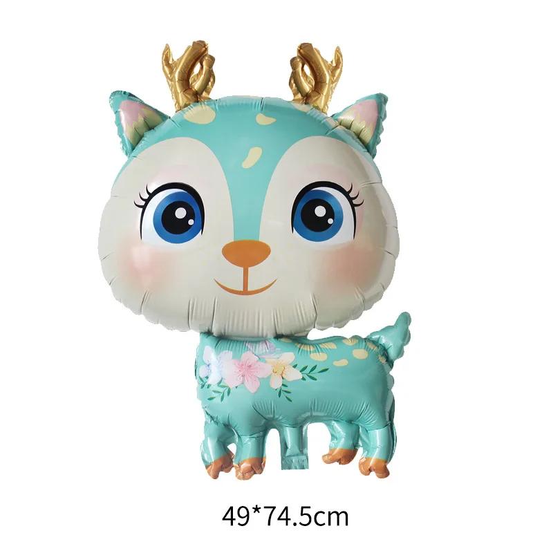 49x74.5cm Zwierzęta Dżungli Kształt Sarny Sika Balon Babyshower Dziewczynki Dekoracje Dżungli Urodziny Kreskówkowa Sarna Balon Sarna Urodziny