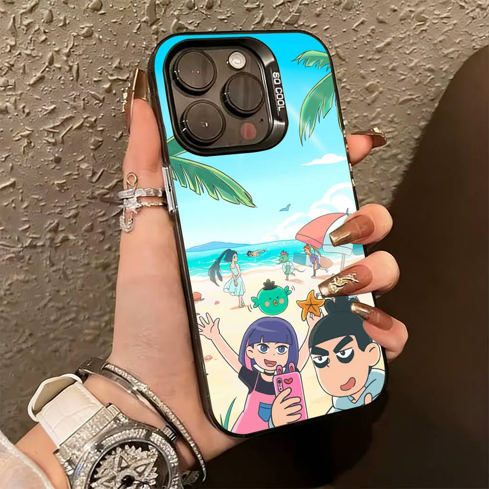 

S-Scissor Anime Seven Phone Case For iPhone 17,16,15,14,13,12,11 Plus,Pro Max,XS,Colored Silver Plated Inside Cover iPhone13PROMAX
