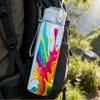 1 Stück Bunte Regenbogen-Tintenspritzer 750ml Farbige Kunststoff-Wasserflasche Auslaufsicherer Klappdeckel mit Strohhalm Für Sport, Büro, Zuhause