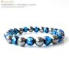 Terahertz Stone x Luminous Firefly Glass Sky Blue Bracelet 8mm Glows in the Dark Power Stone Inner Diameter [GOLD STONE] Approx. 19.5cm
