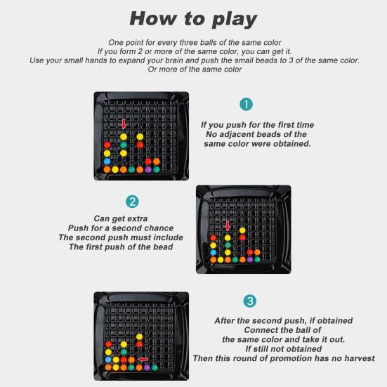 Ball Elimination Board Game with 80/120 Colorful Beads Color Recognition Focus Logic Training Multi-Player Strategy Game Educational Beads Toy