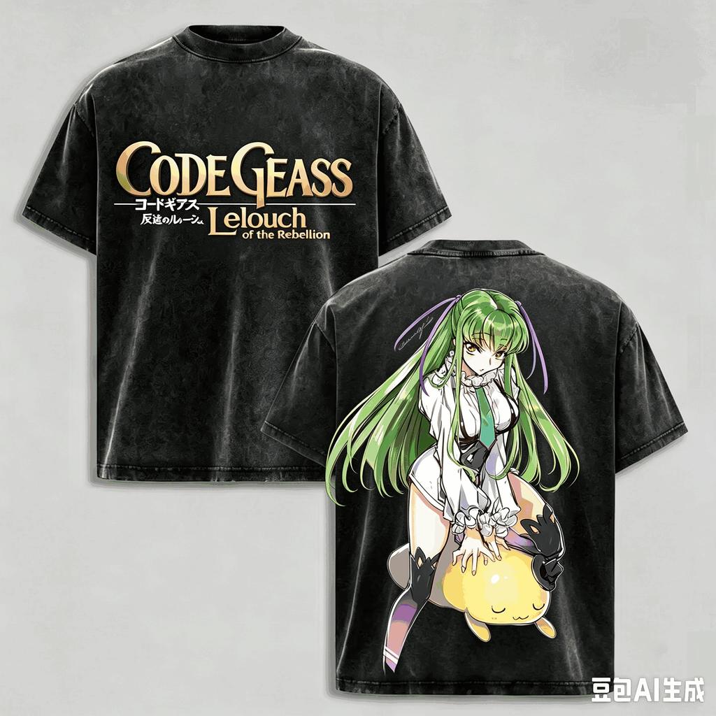 T-shirt Lavata Anime Code Geass Lelouch Lamperouge Estiva per Uomo Donna Moda Nuova Cotone Retro Casual Moda T-shirt