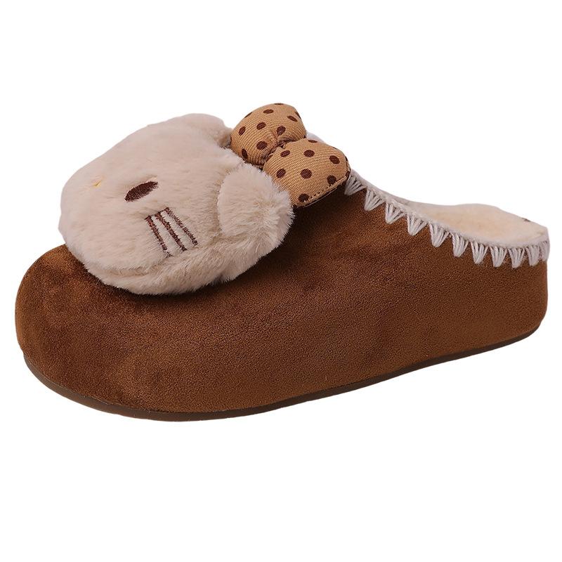 Fashion and cute cartoon cat bag head versatile casual slippers women's new velvet slippers in autumn and winter 2025