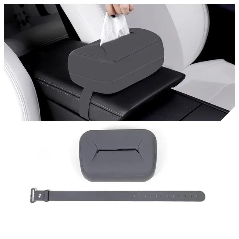 Car Tissue Box For Tesla Model 3/Y/S/X Model Y Juniper 2026 Armrest Tissue Box Hidden Pendant Backrest Paper Bag Accessories