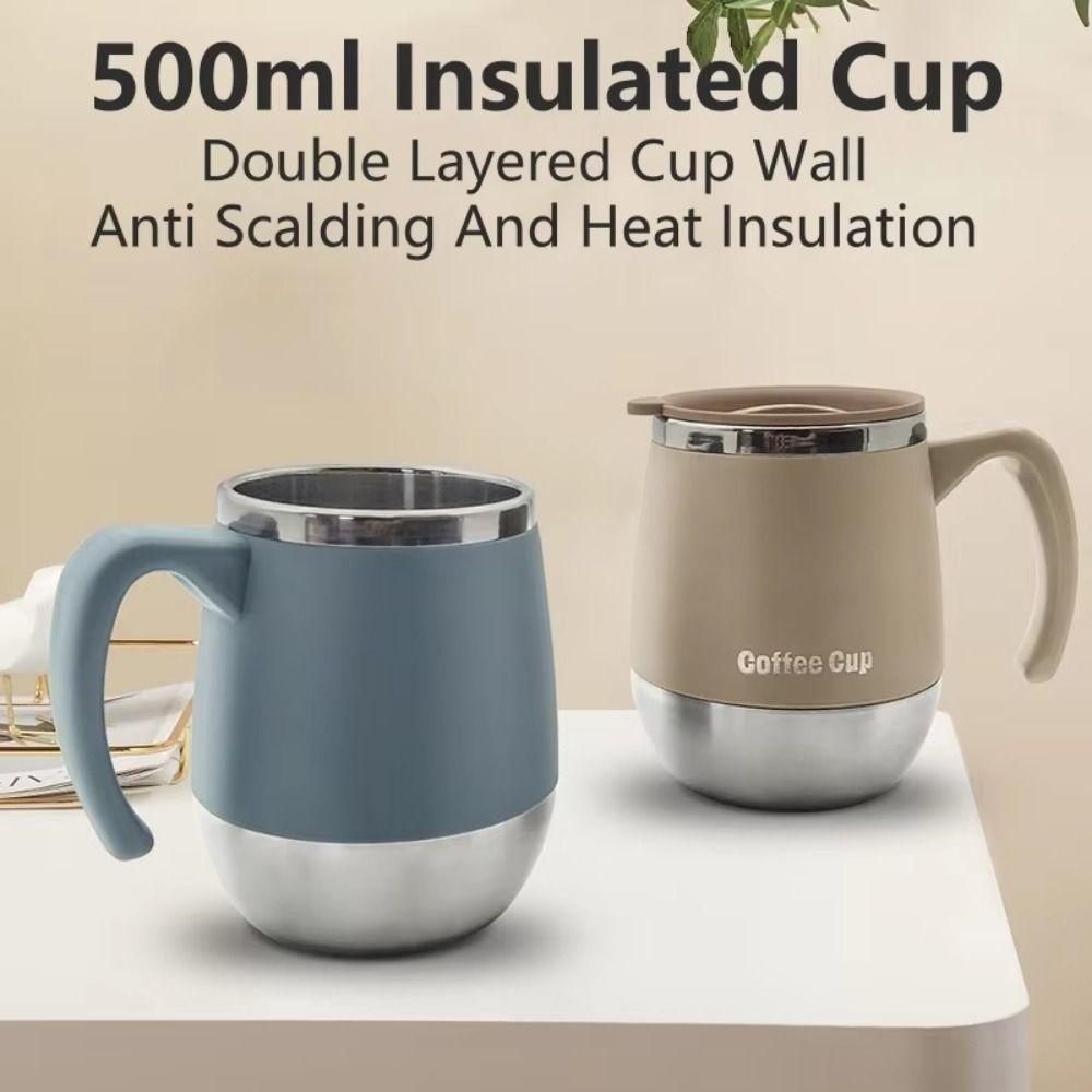 Double-Wall Insulated Coffee Mug 500ML Stainless Steel Thermos Vacuum Thermal Cup  Home Use