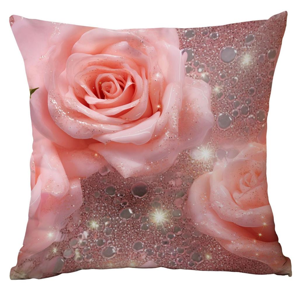 New Spring Flower Pink Rose Pillowcase Home Living Room Sofa Cushion Pillowcase
