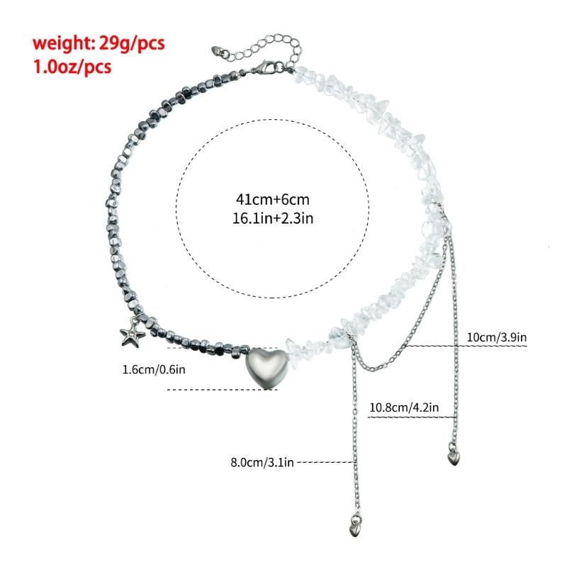 Herzanhänger-Halskette mit unregelmäßigen Perlen, handgefertigte Perlen-Schlüsselbeinkette für Dinnerpartys und Valentinstag