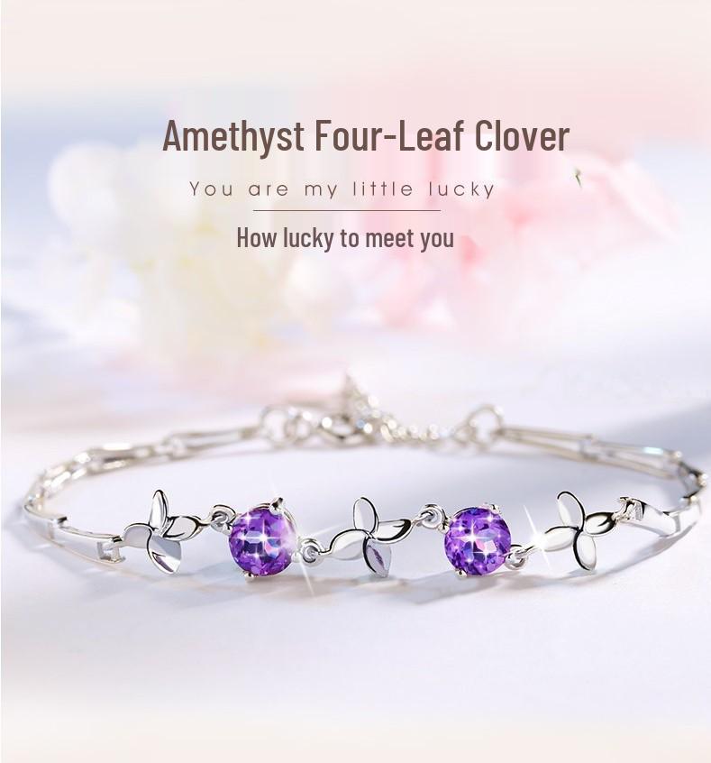 Four-Leaf Clover Handmade Lucky Bracelet for Women, Simple European and American Style, Perfect for Students and Friends
