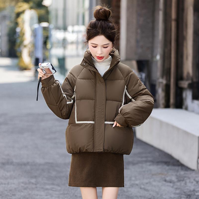 2025 winter new cotton jacket stand-up collar short versatile Korean loose padded jacket women's padded jacket foreign slimming jacket