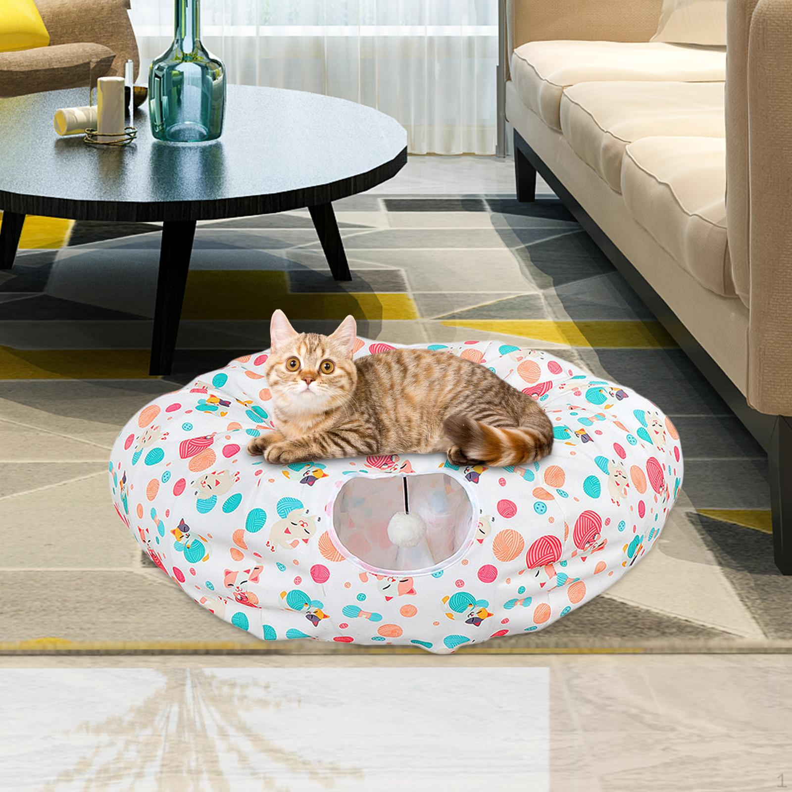 Cat Tunnel Bed House with Play Ball Playing for Cats Kittens Kitty Ferret Lucky Cats