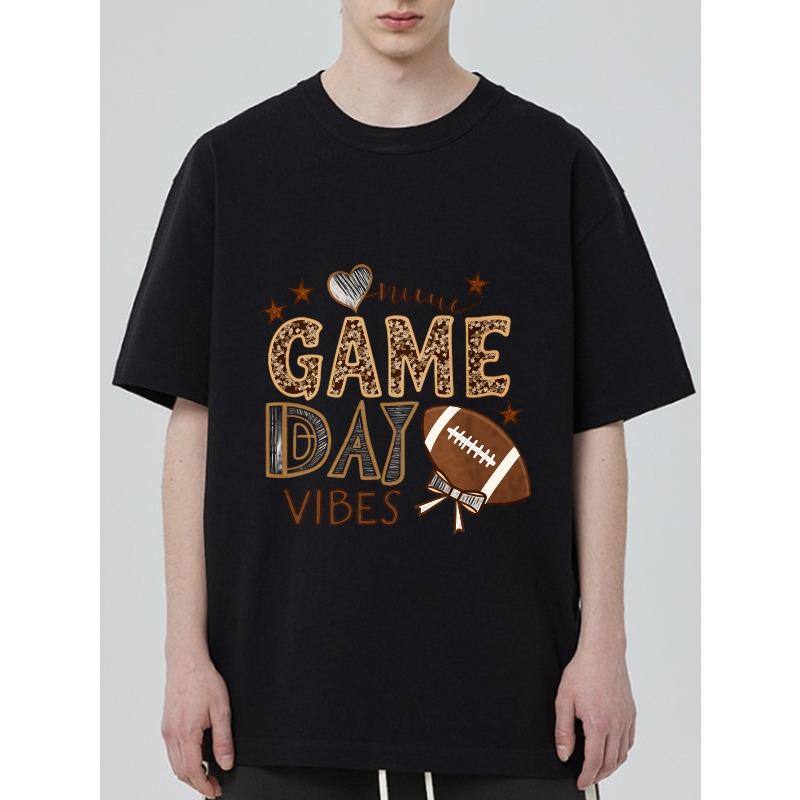 Черная футболка Игровой день Атмосфера Футбол и звезды Принт Для спортивных мероприятий S