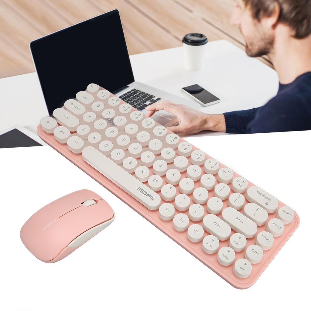 Wireless Keyboard Mouse Combo Portable Retro Silent 2.4G Wireless 68 Keys Keyboard Mouse Set