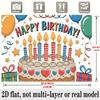 Balloons Candles Birthday Banner, Stars Gifts Backdrop Wall Decor for Party
