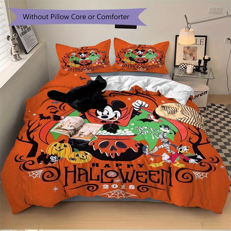 3pcs Mickey Happy Halloween Bedding Set Includes Quilt Cover and Pillowcases, Suitable for All Seasons B061