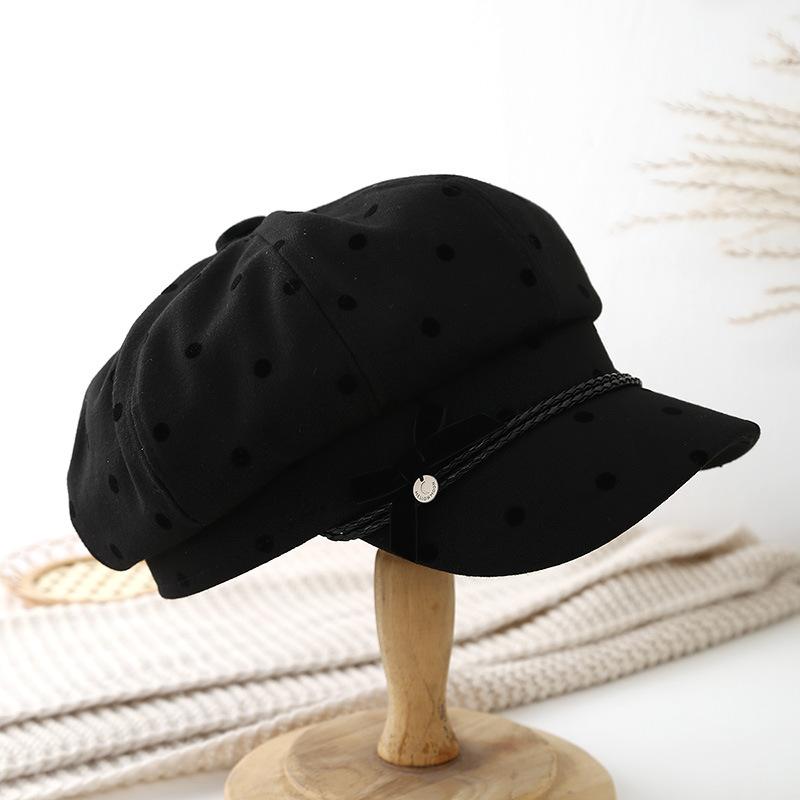 Spring and Autumn Polka Dot Newsboy Hat Female Foreign Temperament Cap Internet Celebrity Beret Small Octagonal Hat