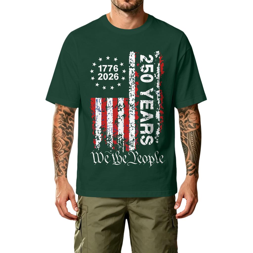 Men's Casual Printed T-Shirt Short Sleeve Crew Neck Relaxed Fit Cotton Blend Comfortable Lightweight Top for Outdoor Sports and Daily Wear