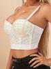 Rose Beauty A Faux Pearl Beaded Bustier Corset Cami Top