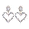 1 par kvinner hengende øredobber stort hult hjerte fargerik rhinestone dekor overdrevet partyklubb dating dingle øredobber øre smykker
