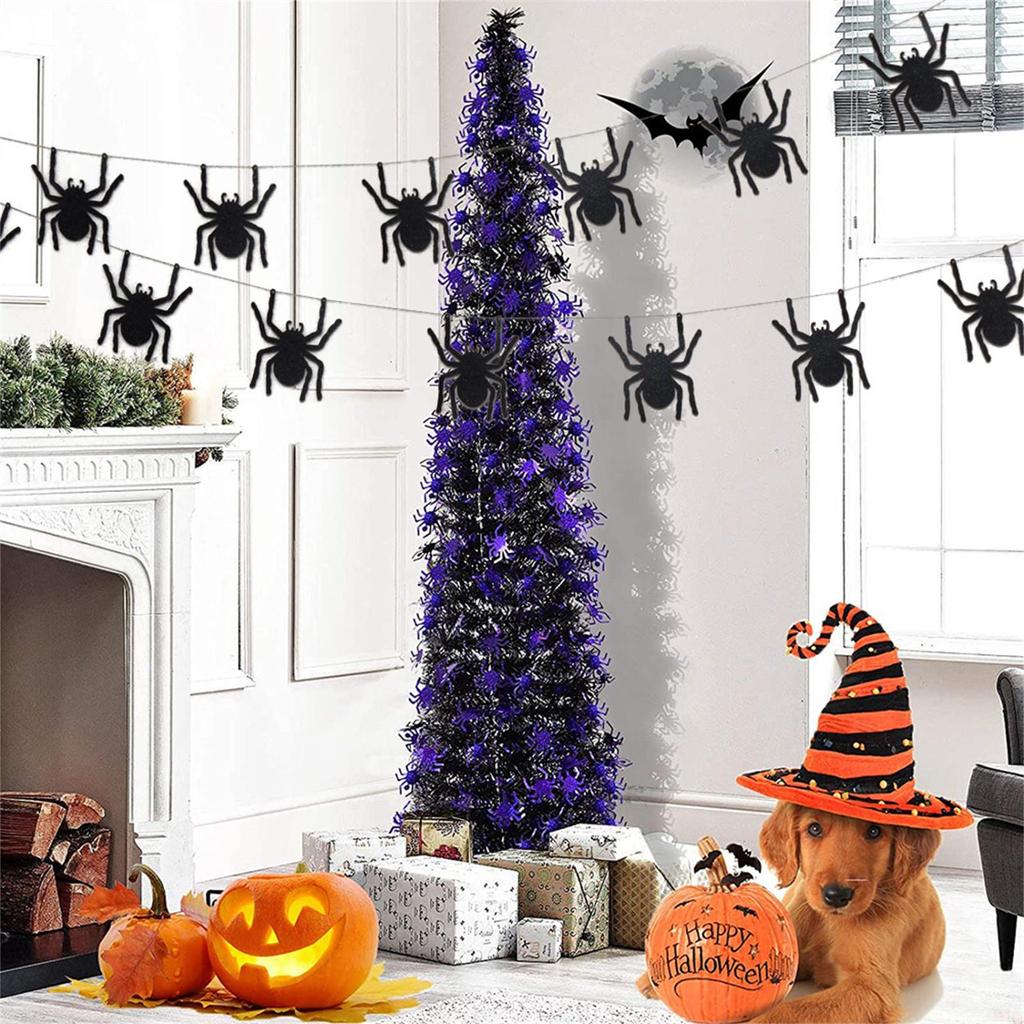 Three-dimensional Pearlescent Paper Pull Flag Witch Halloween Banners