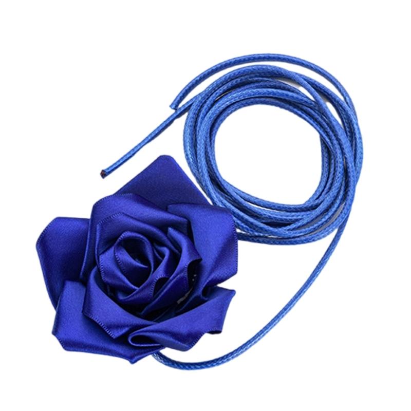 Ribbon Rose Flower Belt Adjustable Waistband Choker Necklace Waist Jewelry for Women Wedding Party Formal Event