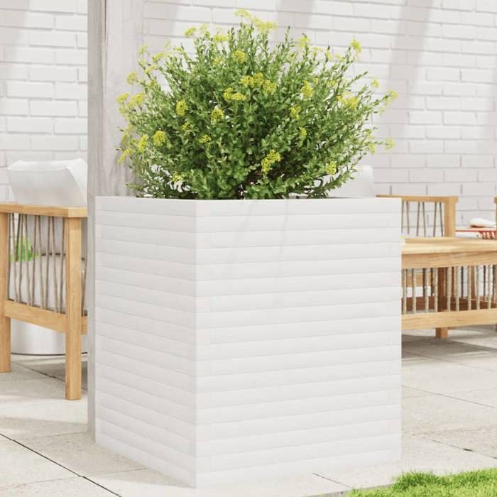 VidaXL Planter White 60x60x68.5 Cm Solid Pine Wood, Outdoor Planter, Flower Box, Tomato Planter, Planter of 3282470