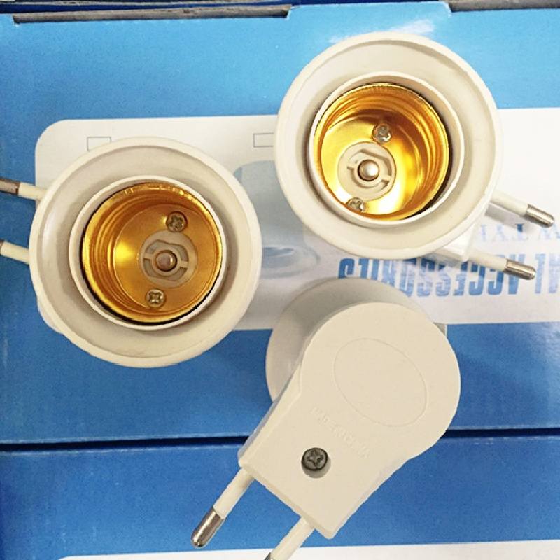E27 EU Plug Adapter with Power on-Off Control Switch E27 Socket Lamp Base Lamp Socket