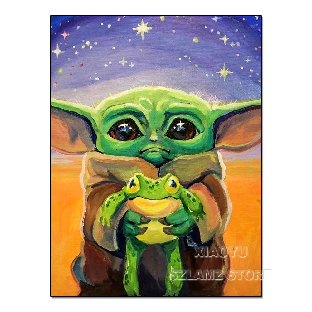Diamond Painting Yoda Rhinestone Picture Cartoon Full Round Drill Mosaic Embroidery Mandalorian Home Decor Gift