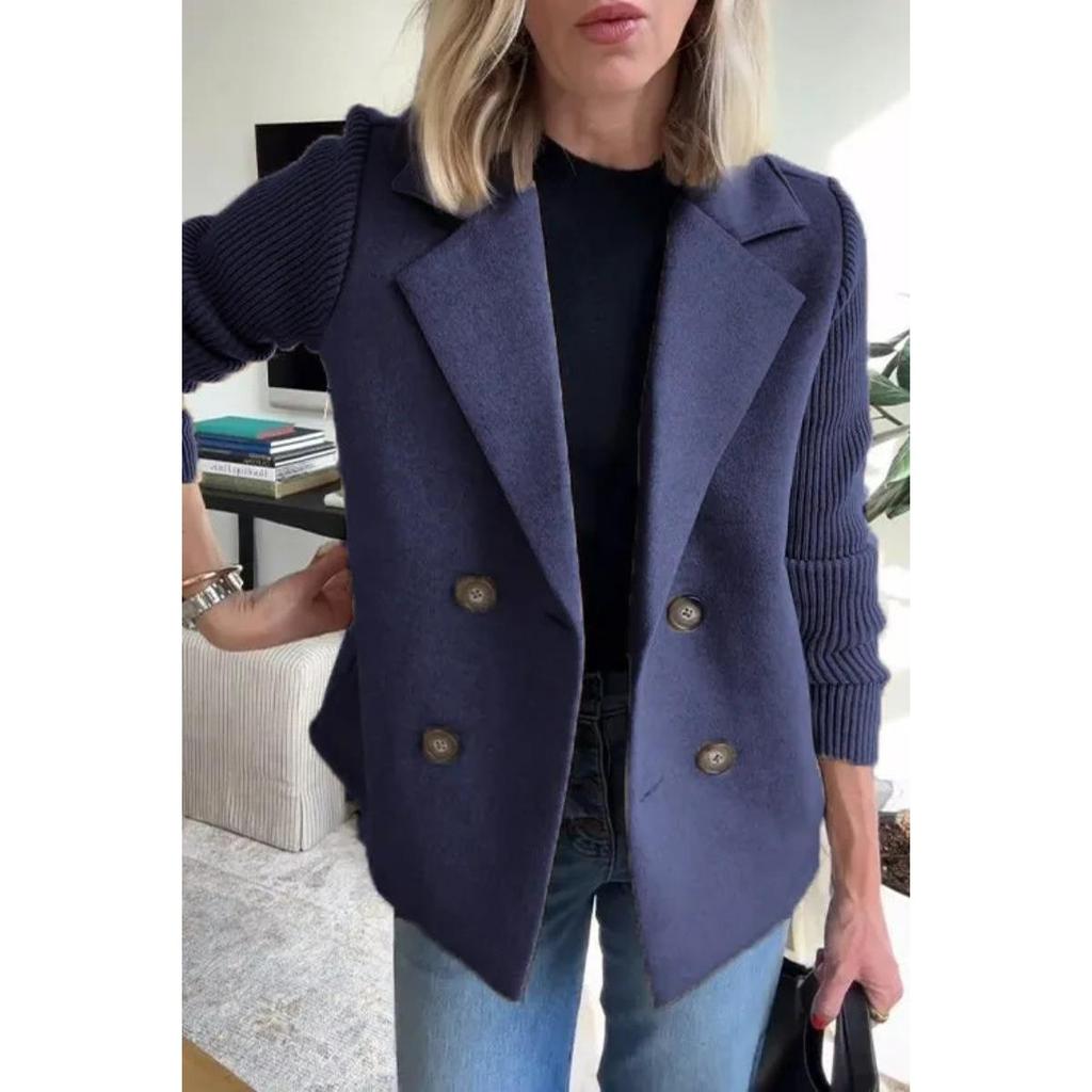 Spring Women's Suit Collar Casual Coat Woolen Coat