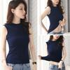 Damen Ärmelloses Baumwoll-Camisole mit hohem Kragen - Slim Fit Sommer 2022 Trend
