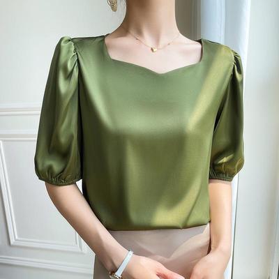 Zomer 2025 Dames Half Lange Mouw Los Acetaat T-shirt