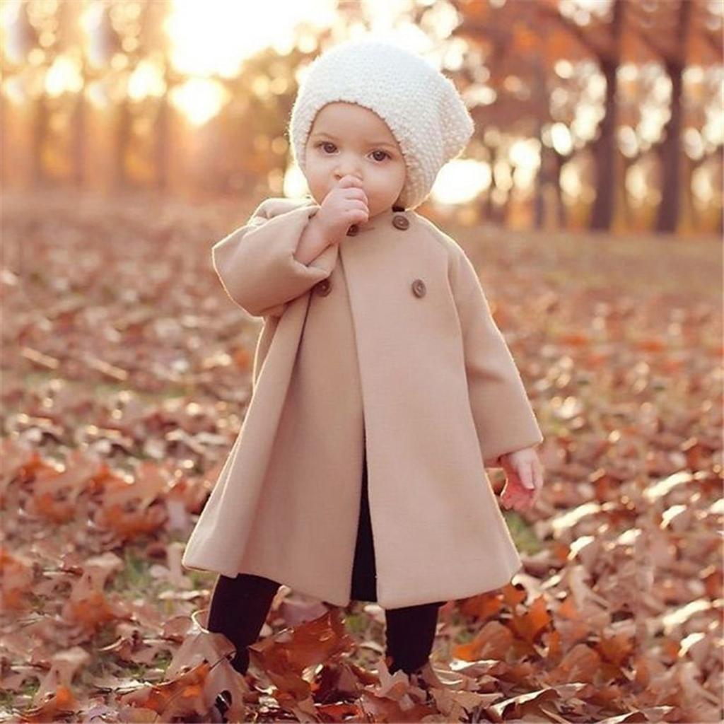 Winter Girls Kids Baby Outwear Cloak Button Jacket Warm Coat Clothes