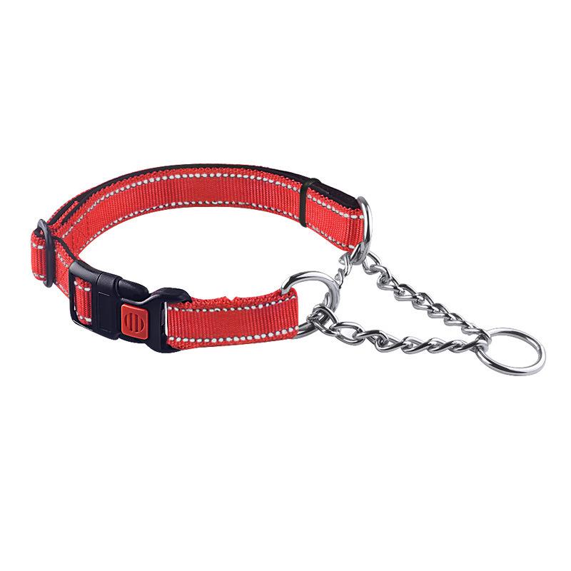 Stainless Steel Chain Pet Collar, Dog Collar, Adjustable Medium and Large Dog, semi-P Chain Anti-bite Dog Collar