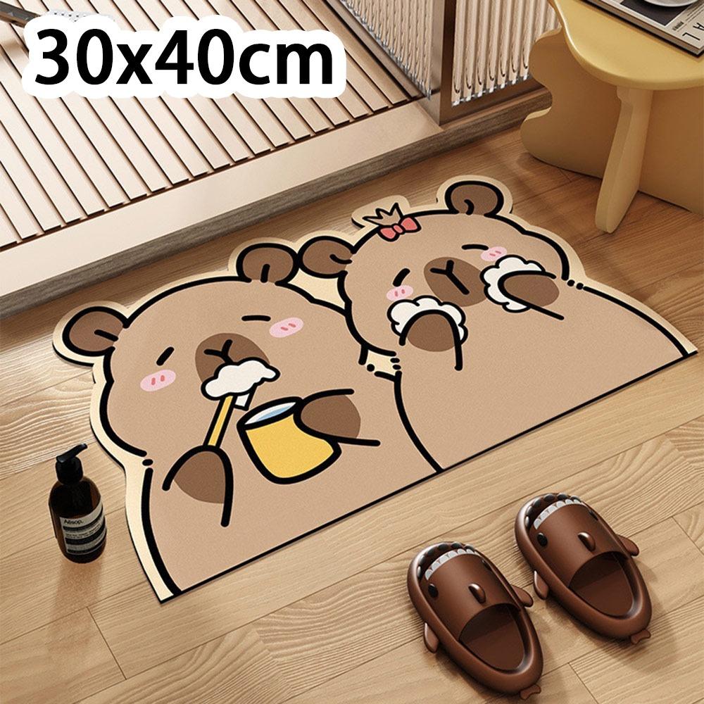 Cute Capybara Bathroom Foot Pad Absorbent Cartoon Doormat Diatom Mud Quick Drying Carpet