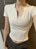 Solid Zipper T-shirs For Women Fashion Short Sleeve Tees Girls Y2K Tops White T-shirts Street Cycling Tees