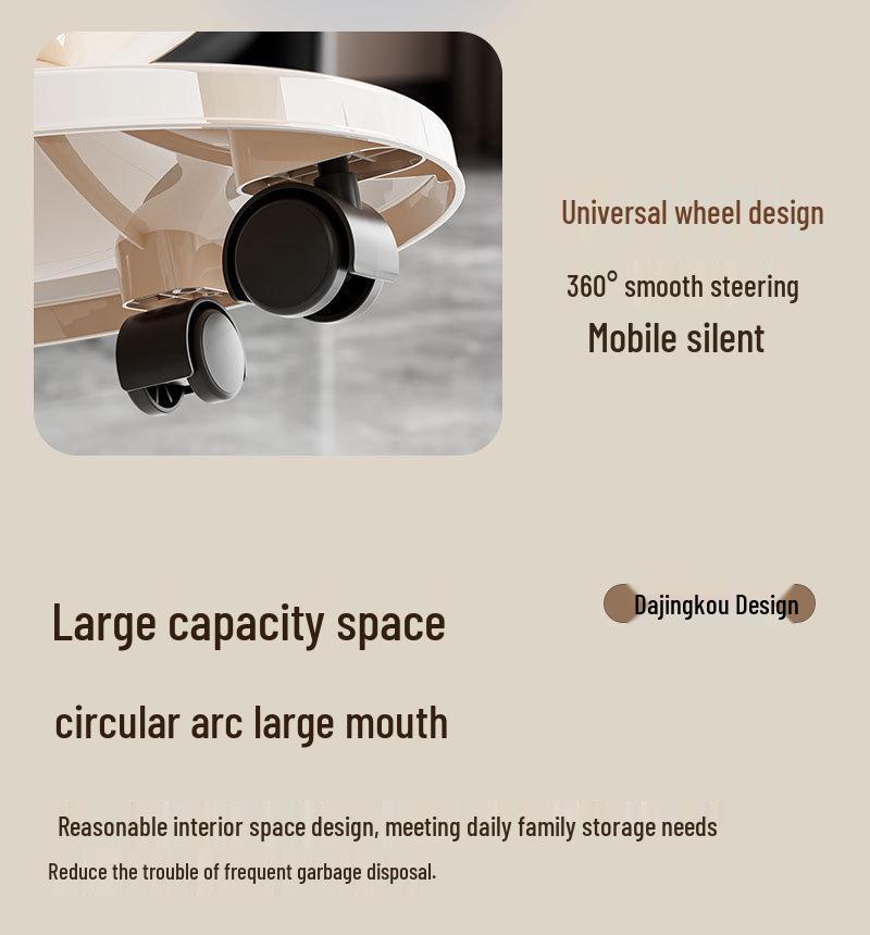 2026 High-End Large Capacity Trash Can with Wheels & Flip Lid for Living Room/Bedroom